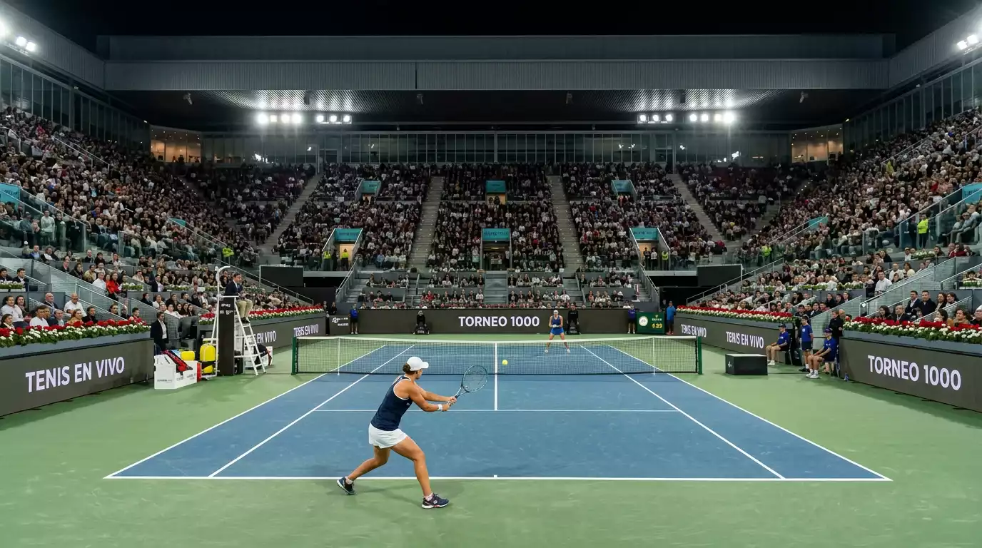 Estadio principal de un torneo WTA 1000 con la pista central y el público en las gradas