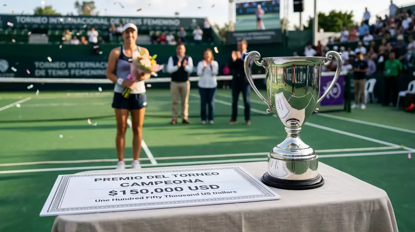 Trofeo y cheque de premio de un torneo WTA representando el crecimiento del prize money femenino